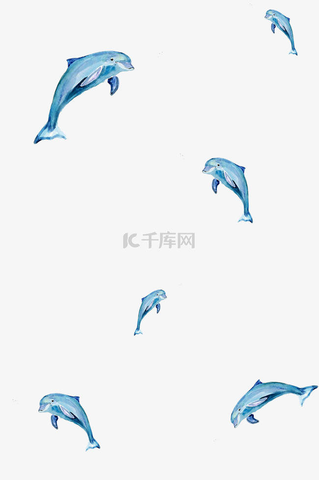 蓝色海豚漂浮素材