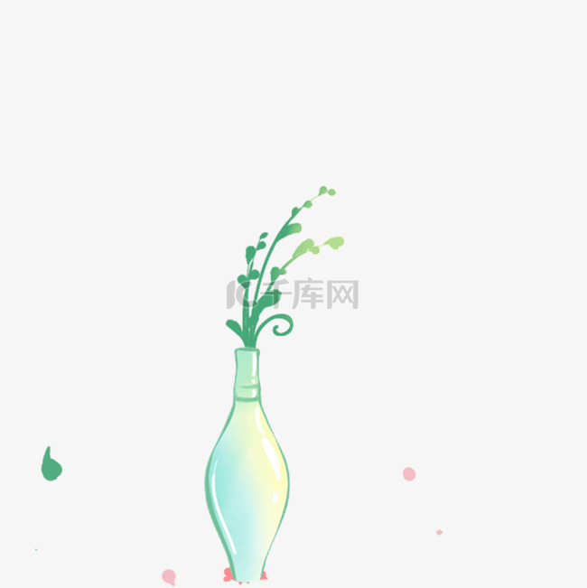 绿色植物花瓶免抠图