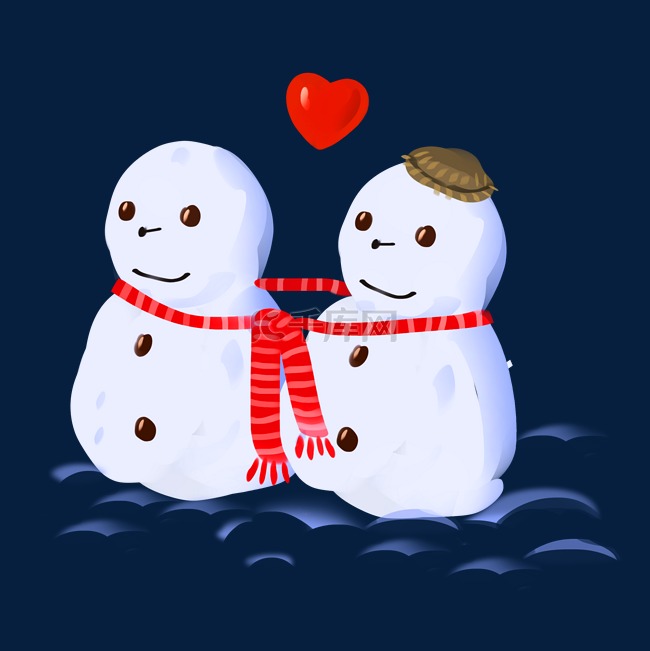 情人节白色的雪人插画