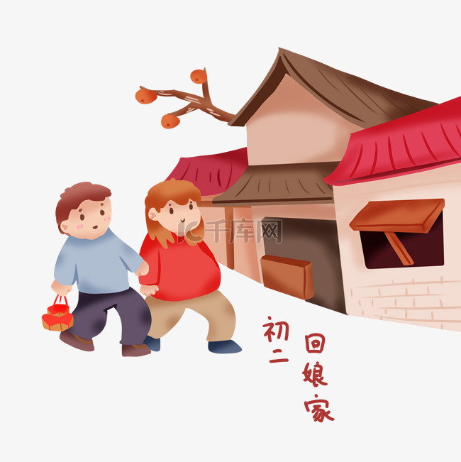 手绘卡通2019新年习俗