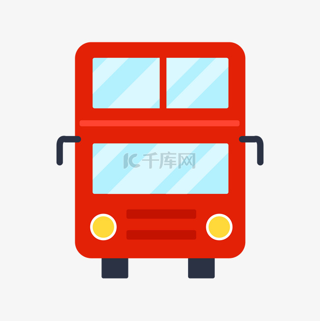 红色巴士手绘插画