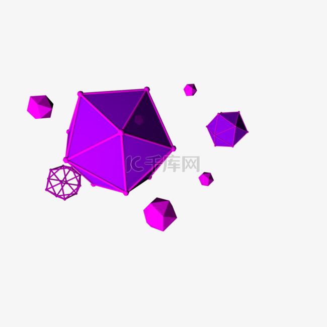 C4D紫色立体图形插画