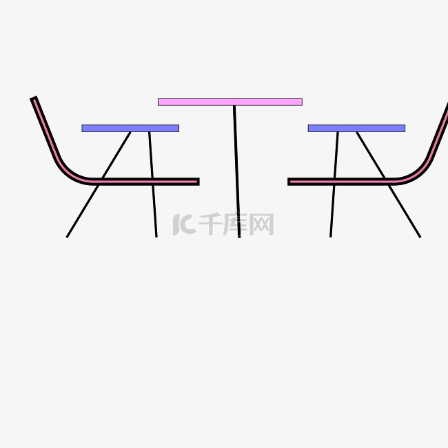彩色线稿桌椅图标