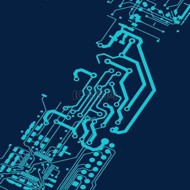 蓝色科技效果电路板元素