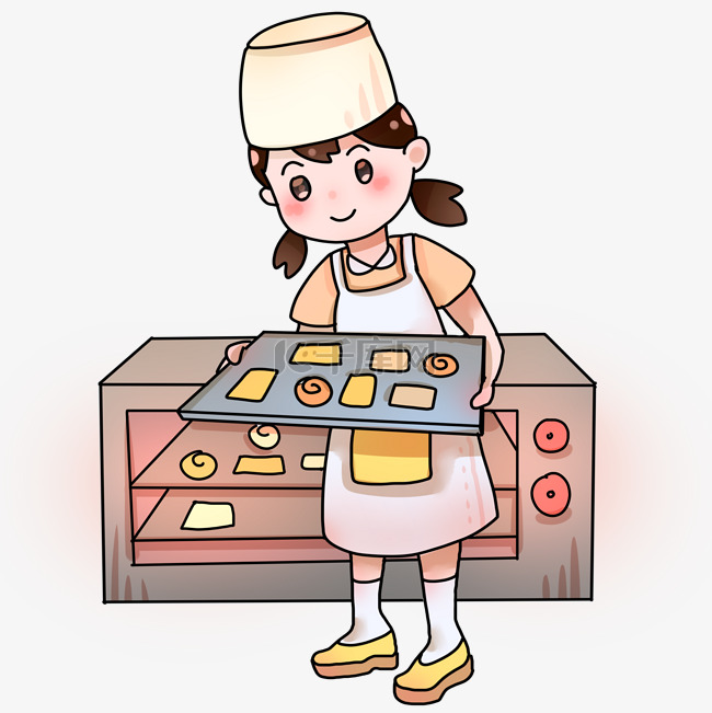 甜点厨师烤饼插画
