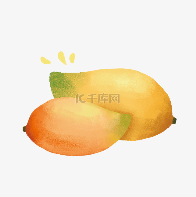 水果黄色芒果小清新手绘风格平面