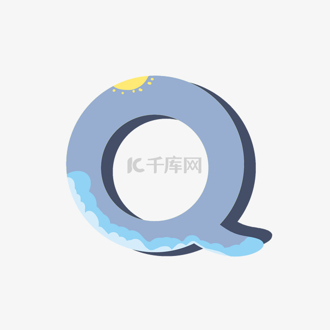 波浪艺术字字母Q