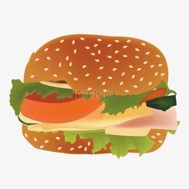 手绘可口的汉堡包插画