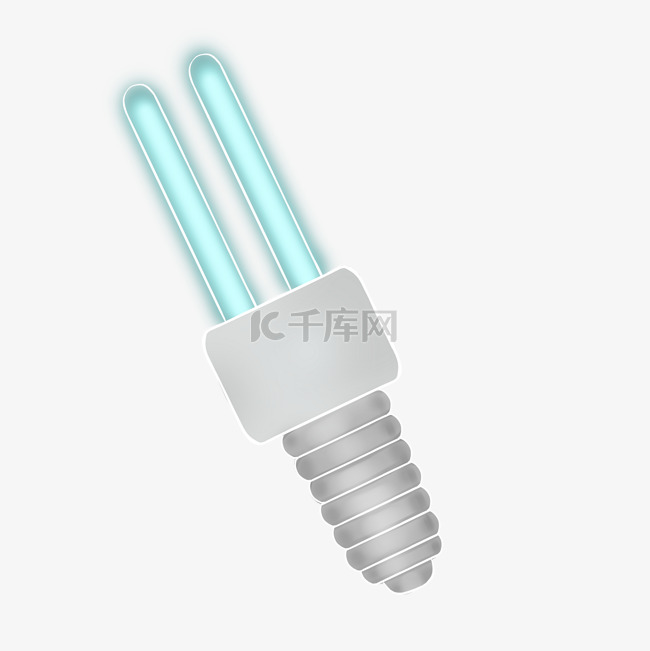 灯泡冷色平面五金发光免抠