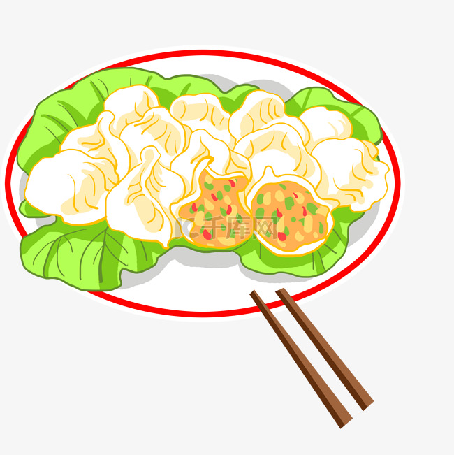 一盘饺子手绘