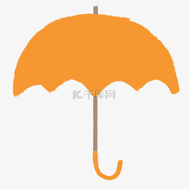 橘色儿童蜡笔画卡通雨伞素材免费