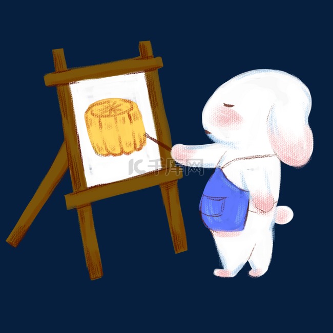 中秋节兔子画月饼
