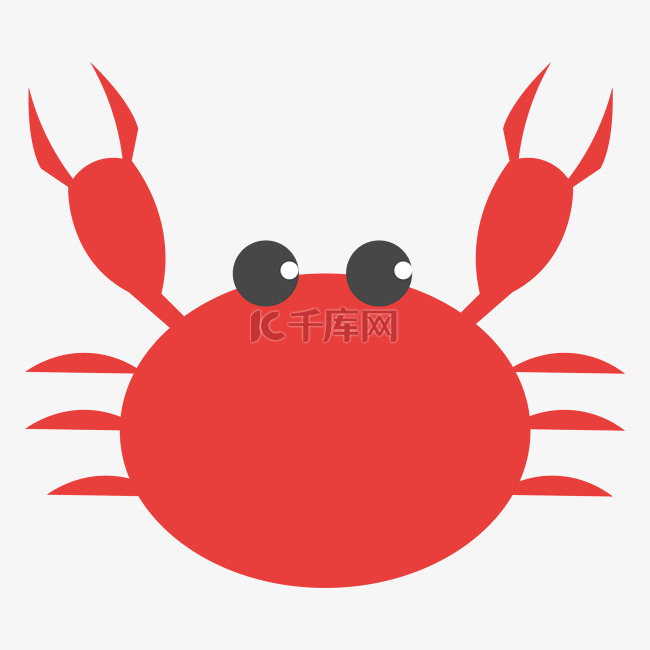 螃蟹卡通红色简单儿童png矢量