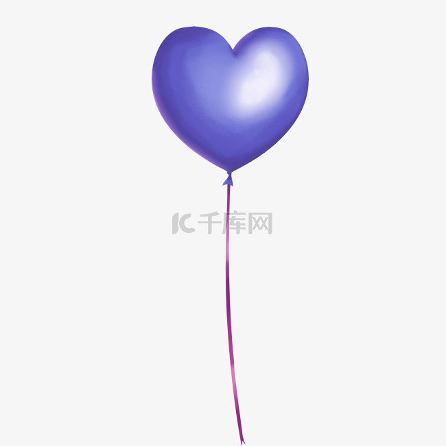 手绘紫色爱心气球插画