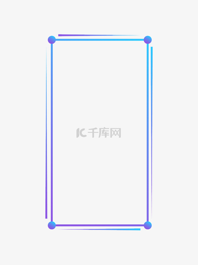 蓝色简约线条竖长方形海报边框