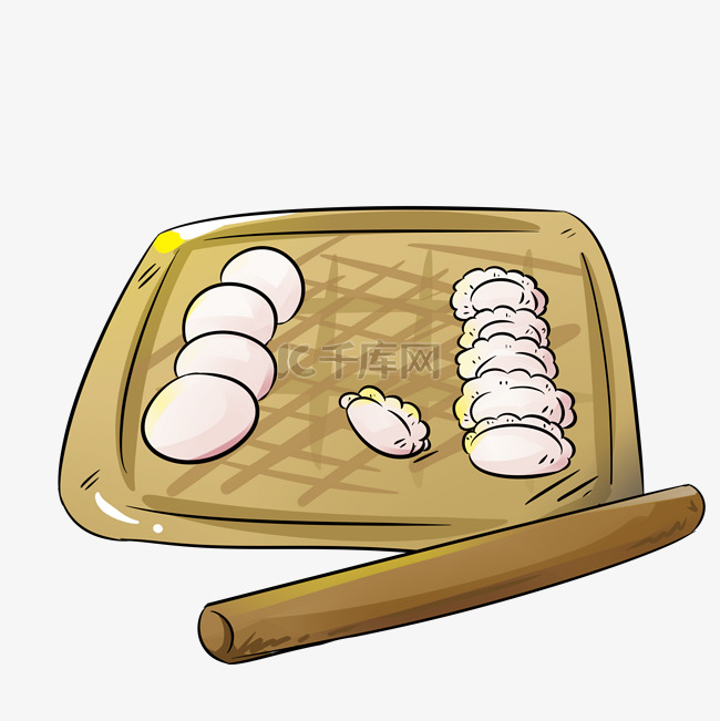 冬至美食包饺子插画