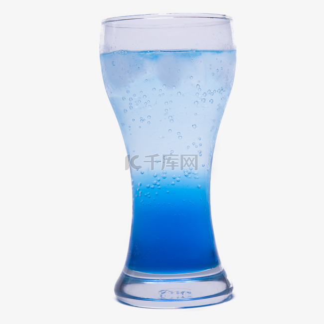 蓝色创意圆弧玻璃水杯元素