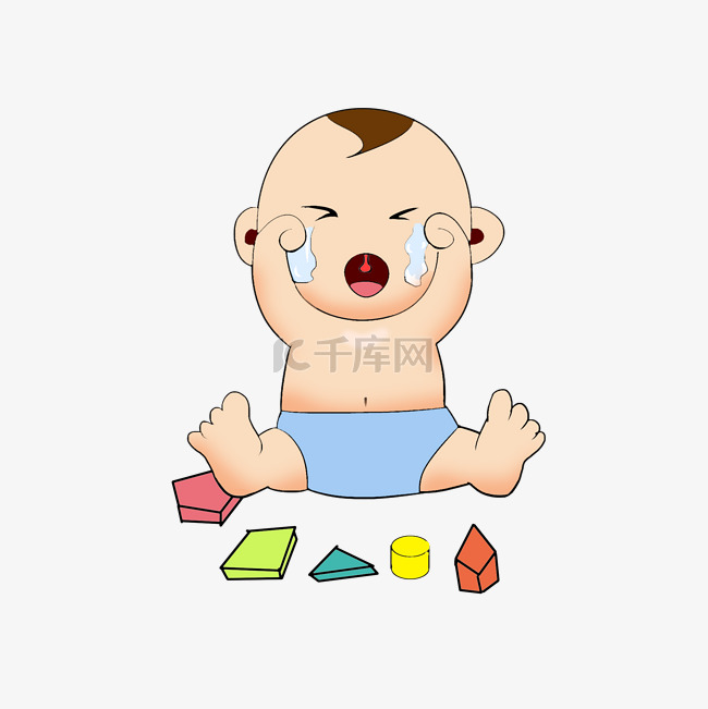 伤心哇哇哭的卡通婴幼儿