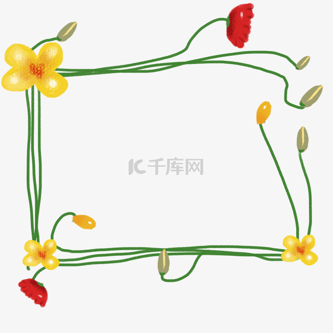 手绘花卉边框png素材