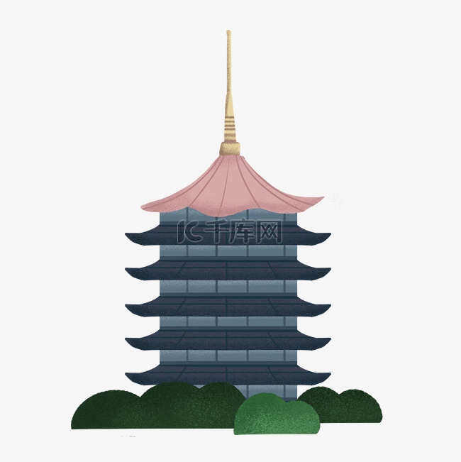 地标建筑杭州插画