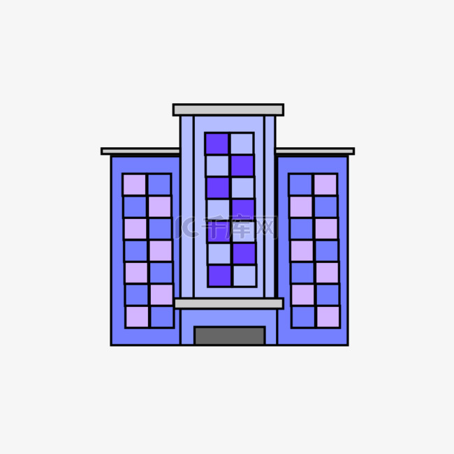 蓝色办公大楼建筑插画