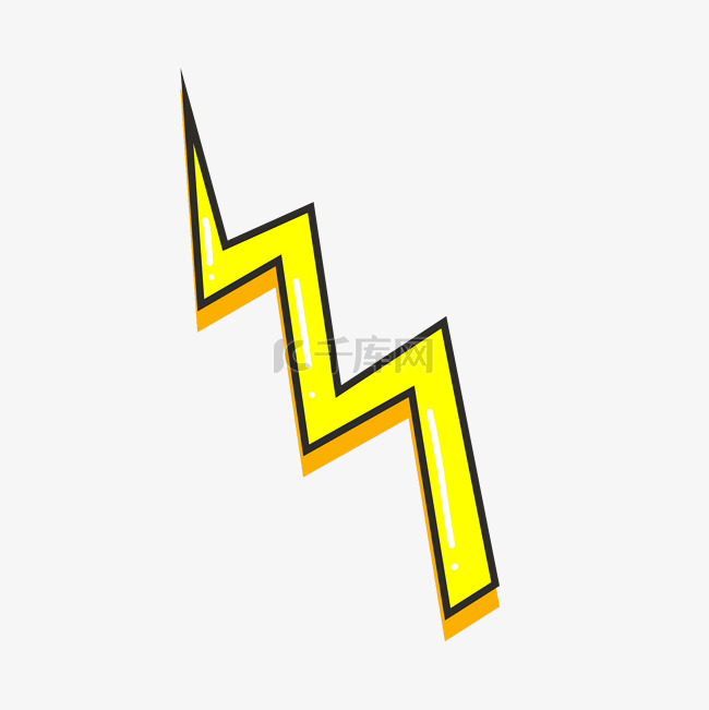 黄色手绘闪电标志