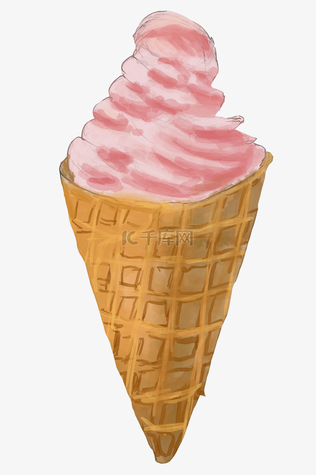 夏至手绘水彩冰淇淋png
