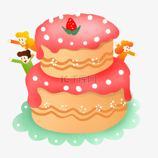 年夜饭双层蛋糕插画