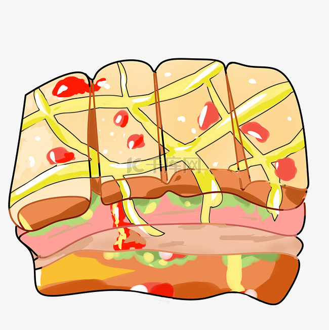 烘焙夹心面包插画