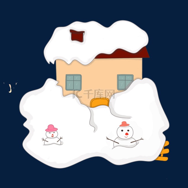 白色的积雪房屋插画