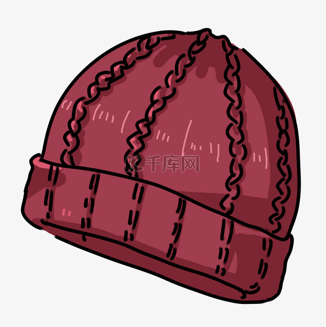红色棉线老人帽插画