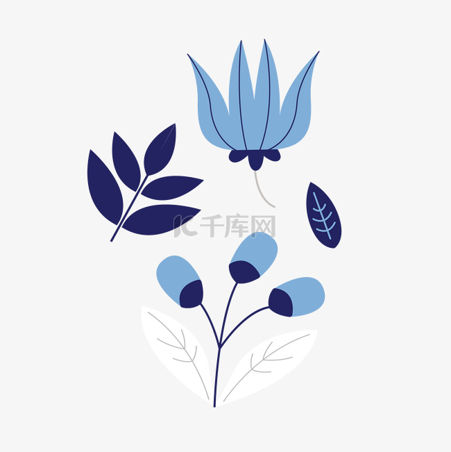 蓝色花朵植物素材