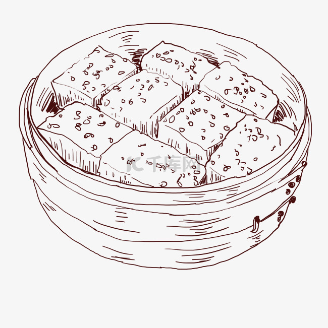 线描臭豆腐美食插画