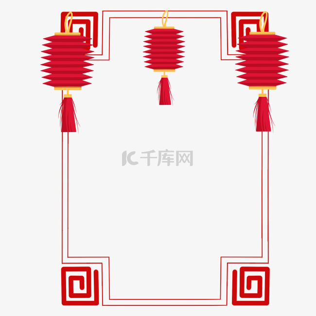 新年红色的灯笼边框