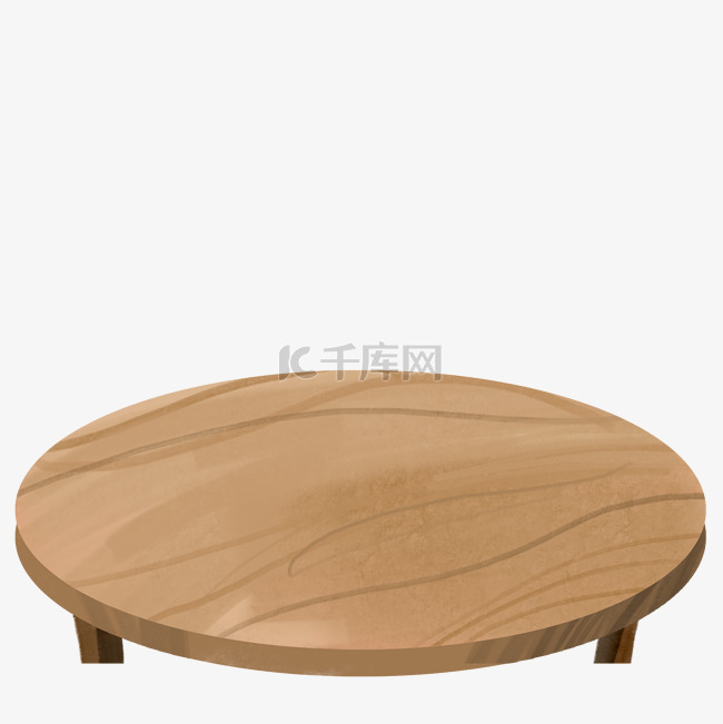 一张木质的圆形桌子免抠图