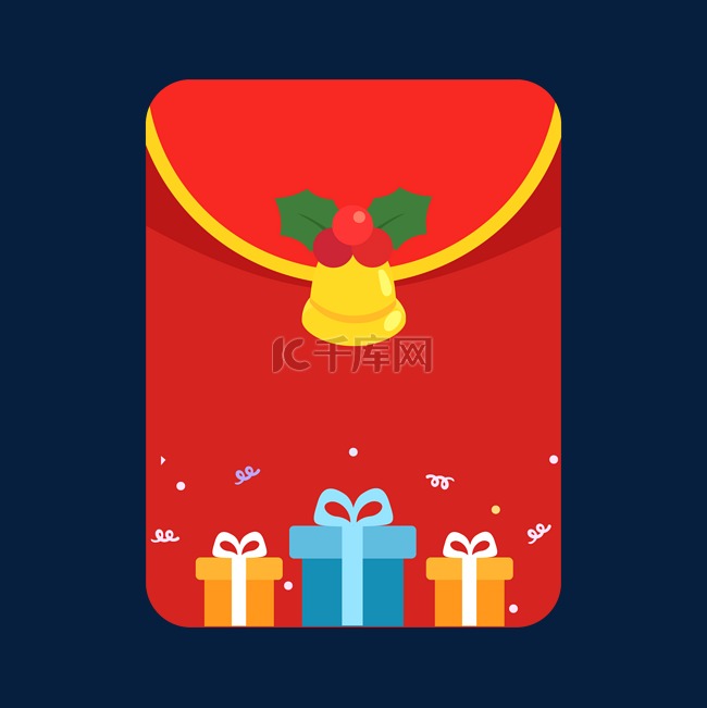 圣诞铃铛红包插画