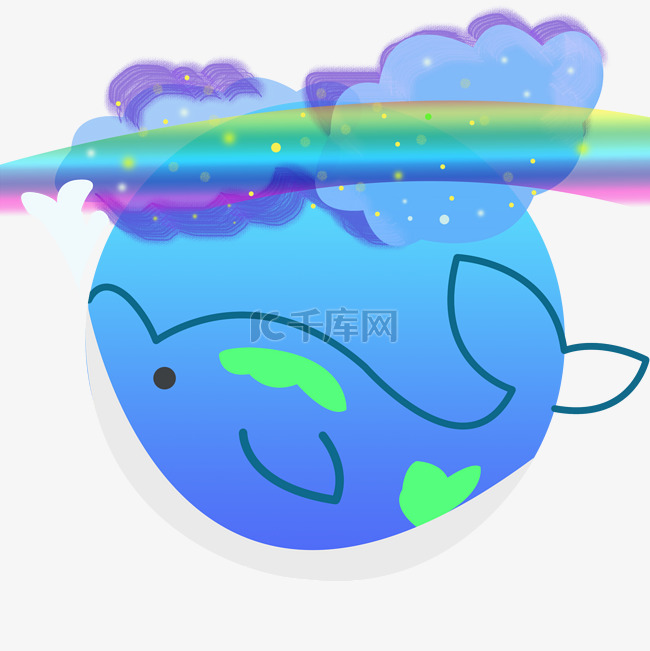 漂亮的彩虹小鱼插画