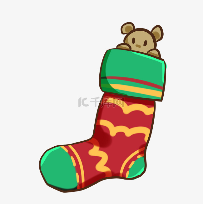 圣诞小熊袜子插画