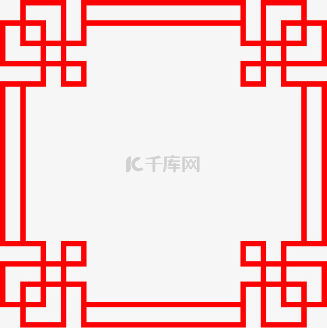 中国风红色正方形花纹矢量海报边