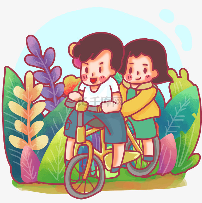 骑自行车春天游玩