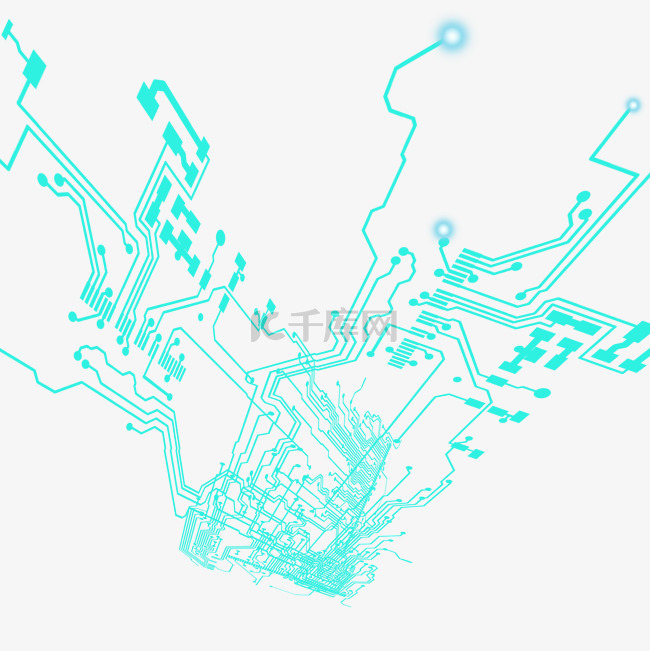 蓝色科技电路板元素