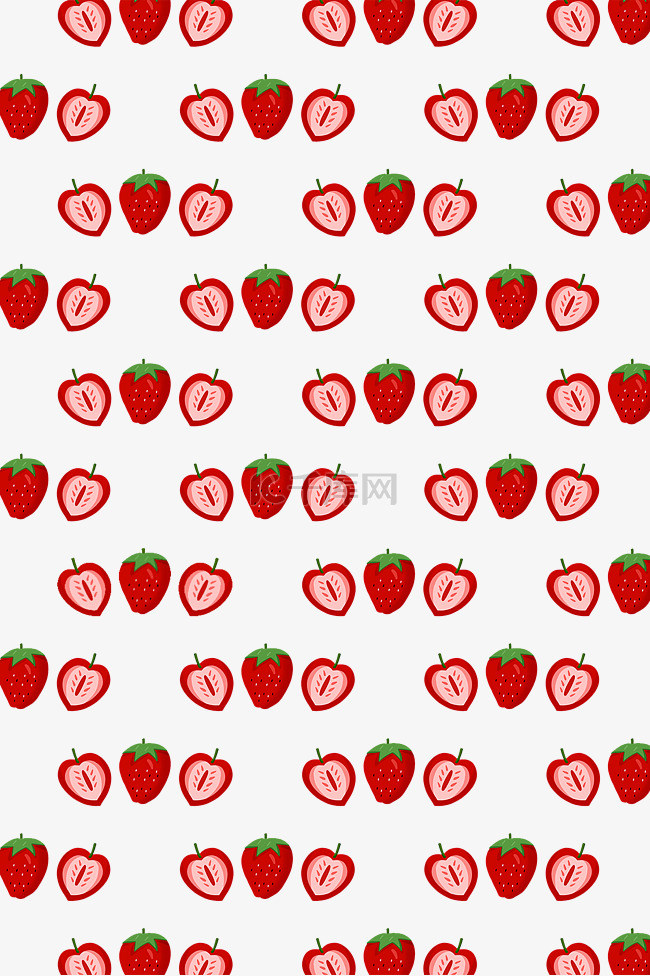 红色的草莓底纹插画