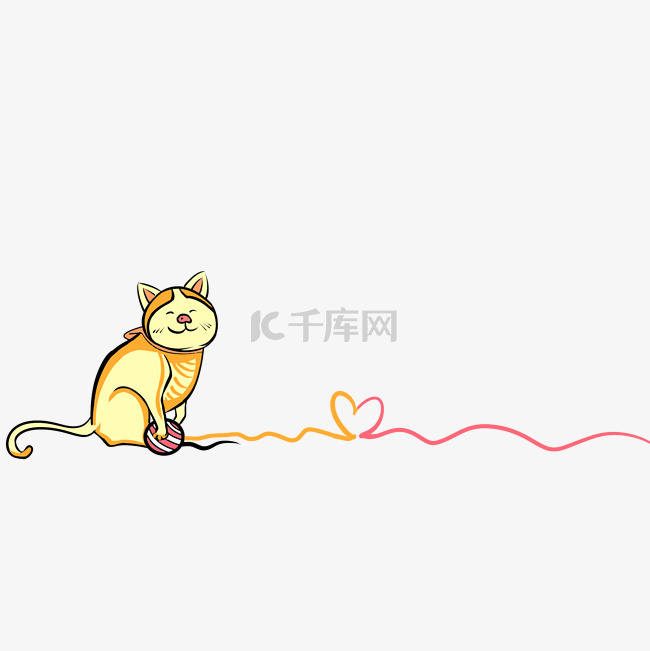 黄色的猫咪分割线插画