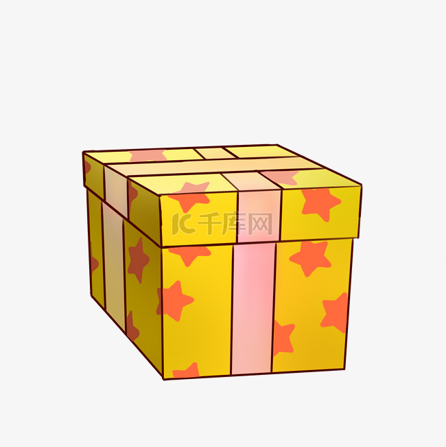 黄色五角星礼盒插画