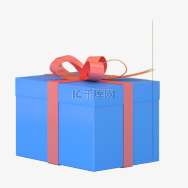 蓝色生日礼物盒子免抠图