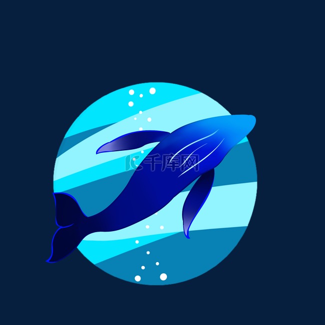 蓝色的梦幻鲸鱼插画
