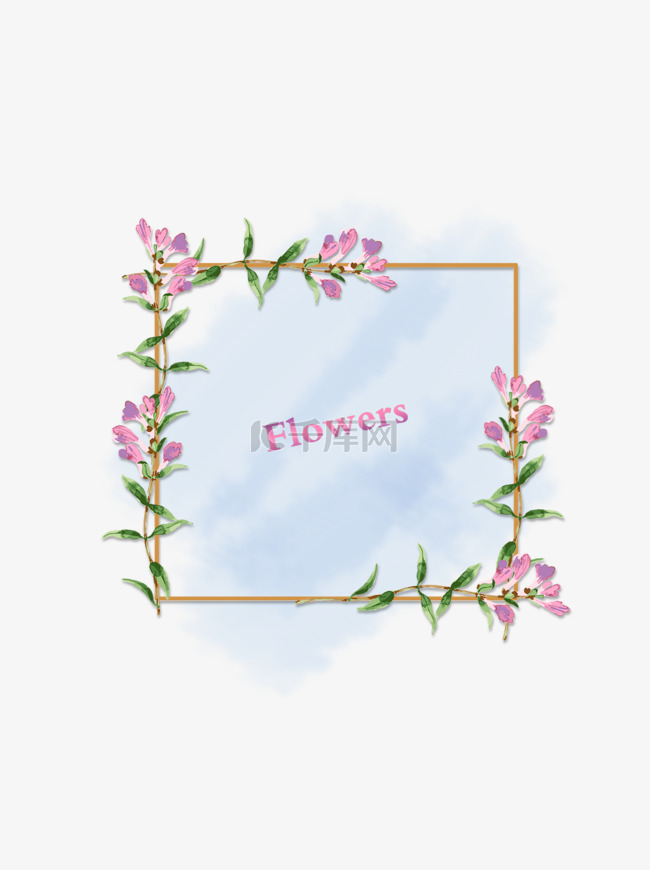 小清新手绘植物紫色花卉边框