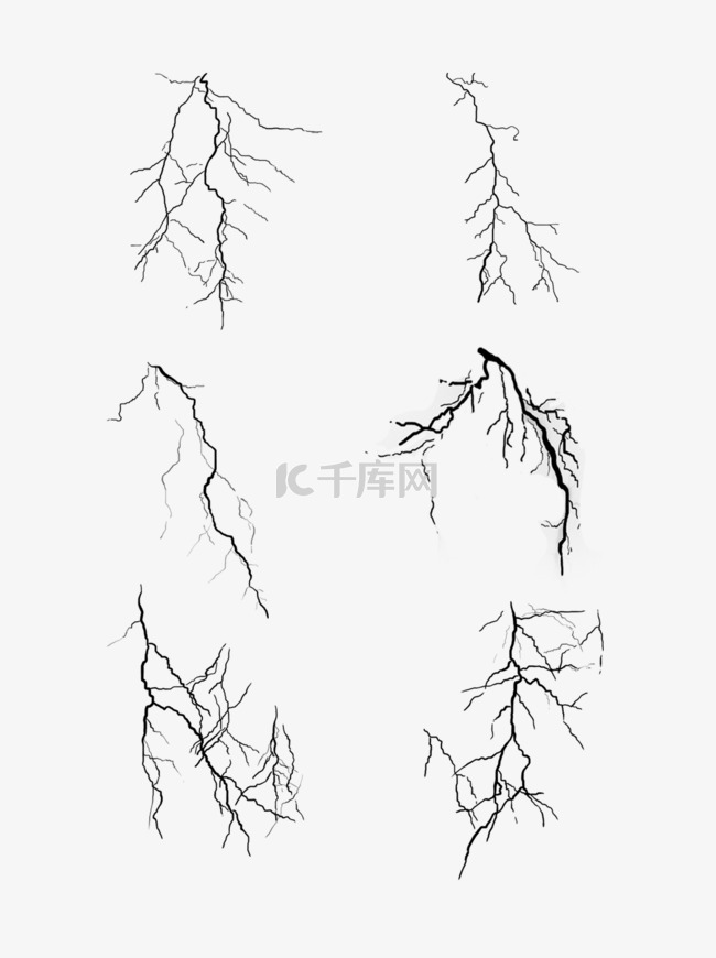 闪电黑色手绘商用素材