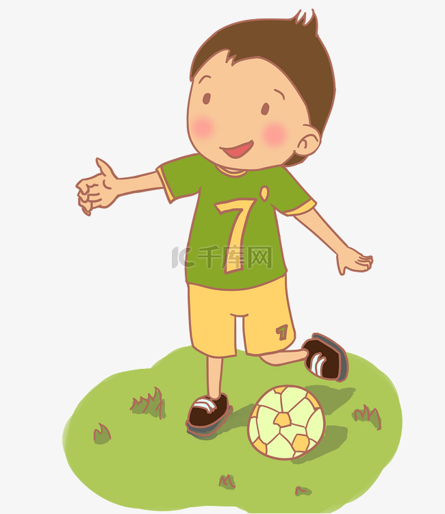 男孩足球运动会手绘插画