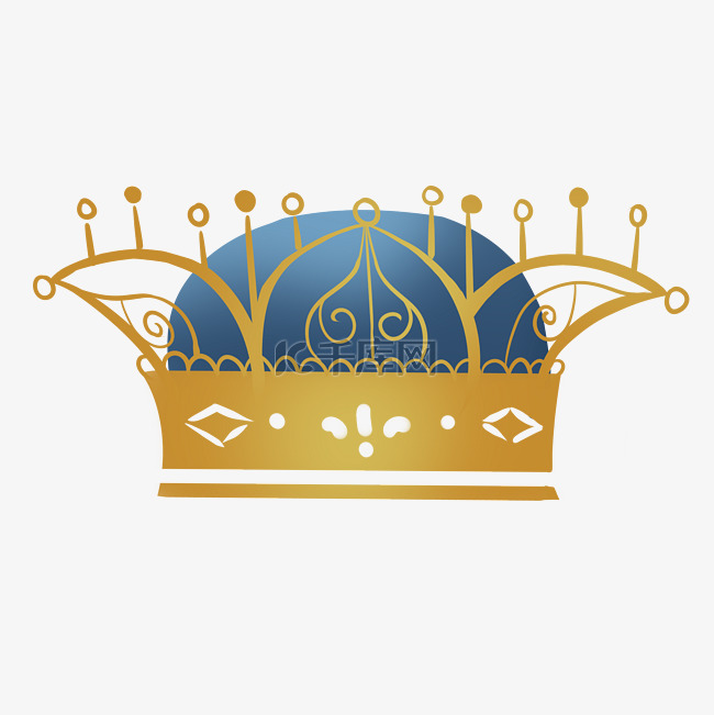 皇冠蓝色系扁平设计图标